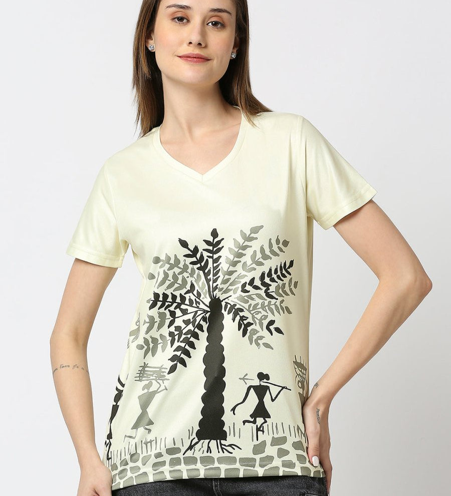 Women's Yellow V-Neck T-Shirt