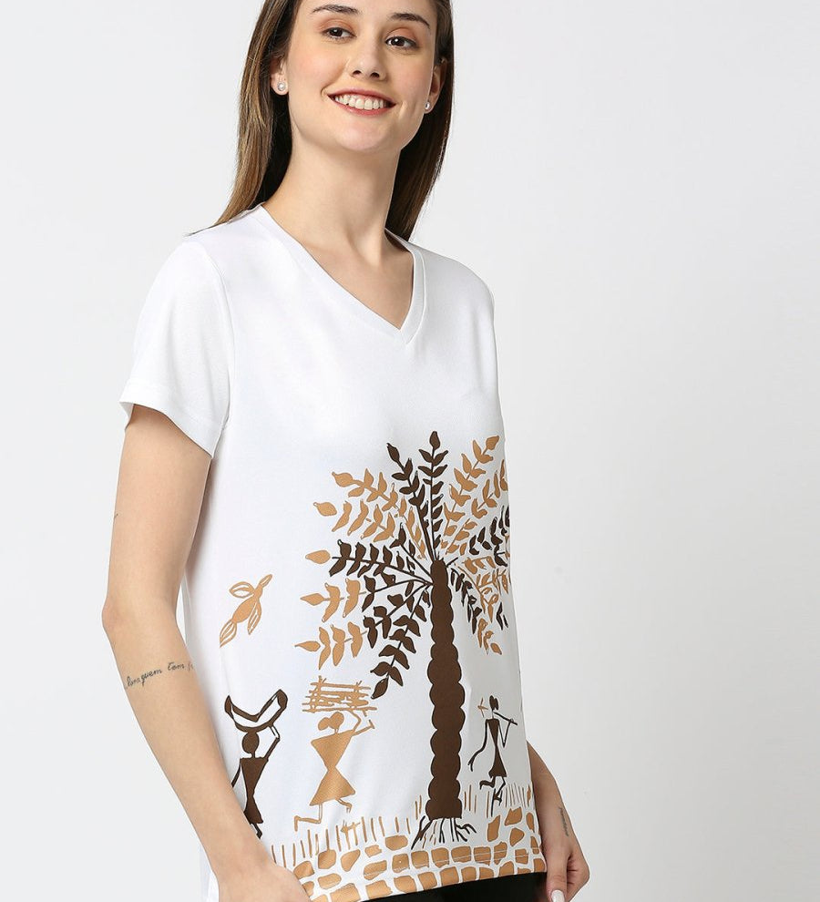 Women's White V-Neck T-Shirt