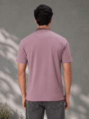Wine Melange Polo T Shirt with Tipping Collar for Men