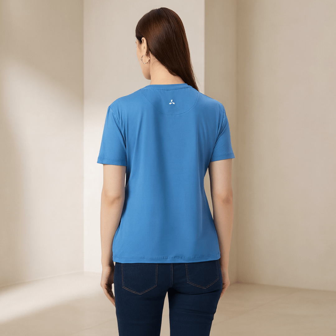 Women's Round Neck T-Shirt Combo – Feather Touch in Blue & Purple