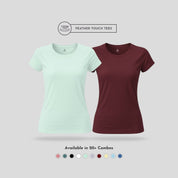 Women's Round Neck T-Shirt Combo – Feather Touch in Mint & Burgundy
