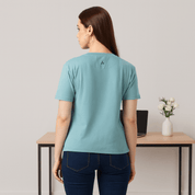 Women's Soft Feather Touch Army Solid Round Neck T-Shirt