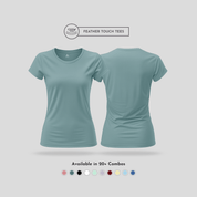 Women's Soft Feather Touch Army Solid Round Neck T-Shirt