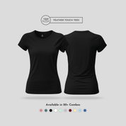 Women's Soft Feather Touch Black Solid Round Neck T-Shirt