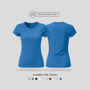 Women's Soft Feather Touch Blue Solid Round Neck T-Shirt