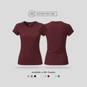 Women's Soft Feather Touch Burgundy Solid Round Neck T-Shirt